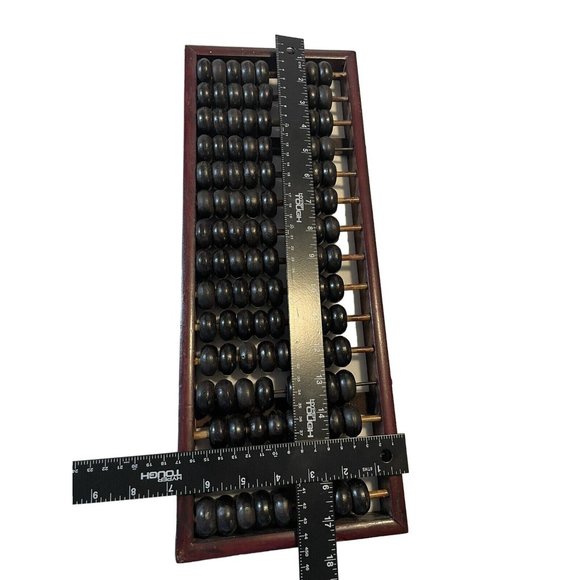 Chinese Large Rods 15 Row 105 Black Wood Beads Vintage Calculator Slide - Picture 9 of 12